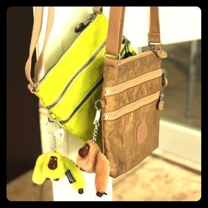 Kipling gold & green mini bag